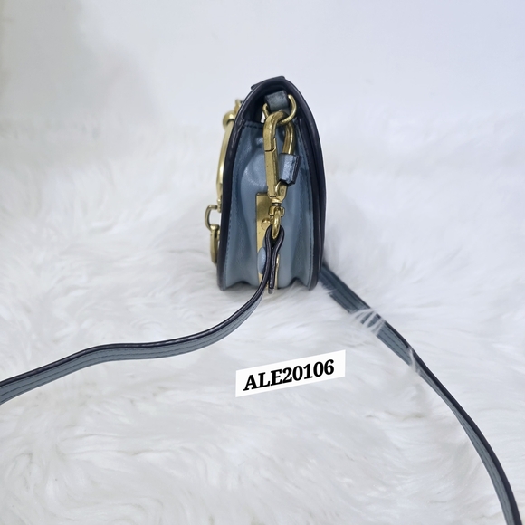 Chloe Light Blue Crossbody Bag with Gold Accents - Picture 9 of 13